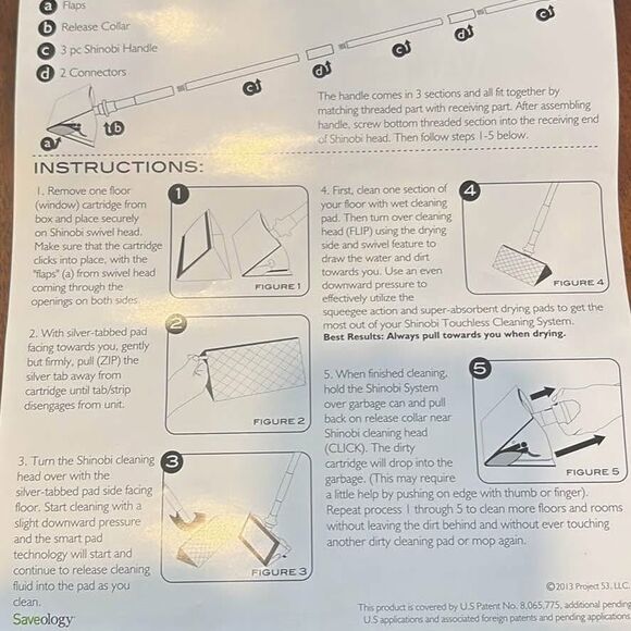 Shinobi Touchless Cleaning System Mop plus 8 pack floor 4 pack window - Picture 2 of 3